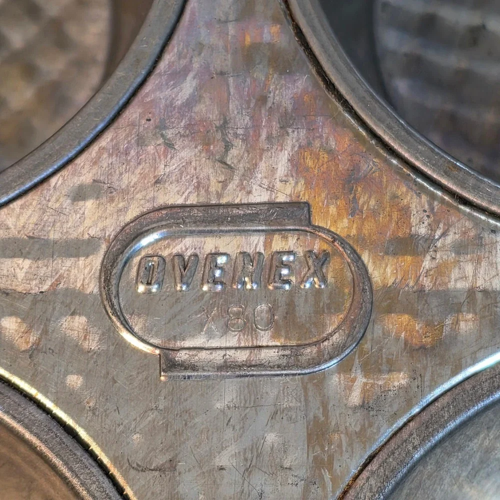 Vintage Ekco Ovenex X80 Muffin Pan Set of‎ 2 USA Starburst Texture Tin Cupcake